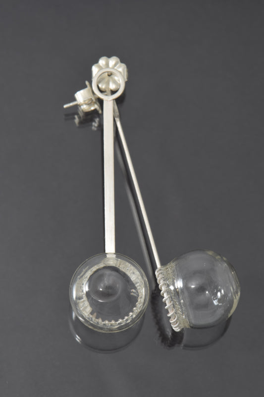 Bubbles on sterling silver bubble wand shaped post earrings. 